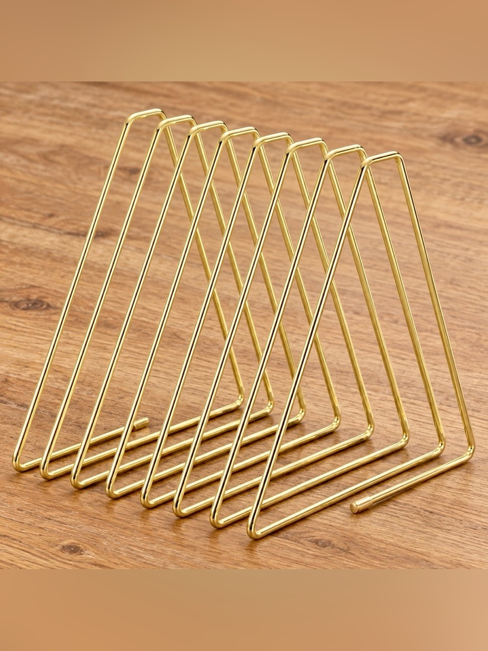 Unique Bargains 7 Slot Metal Wire Triangle Holder Rack for Books & Records
